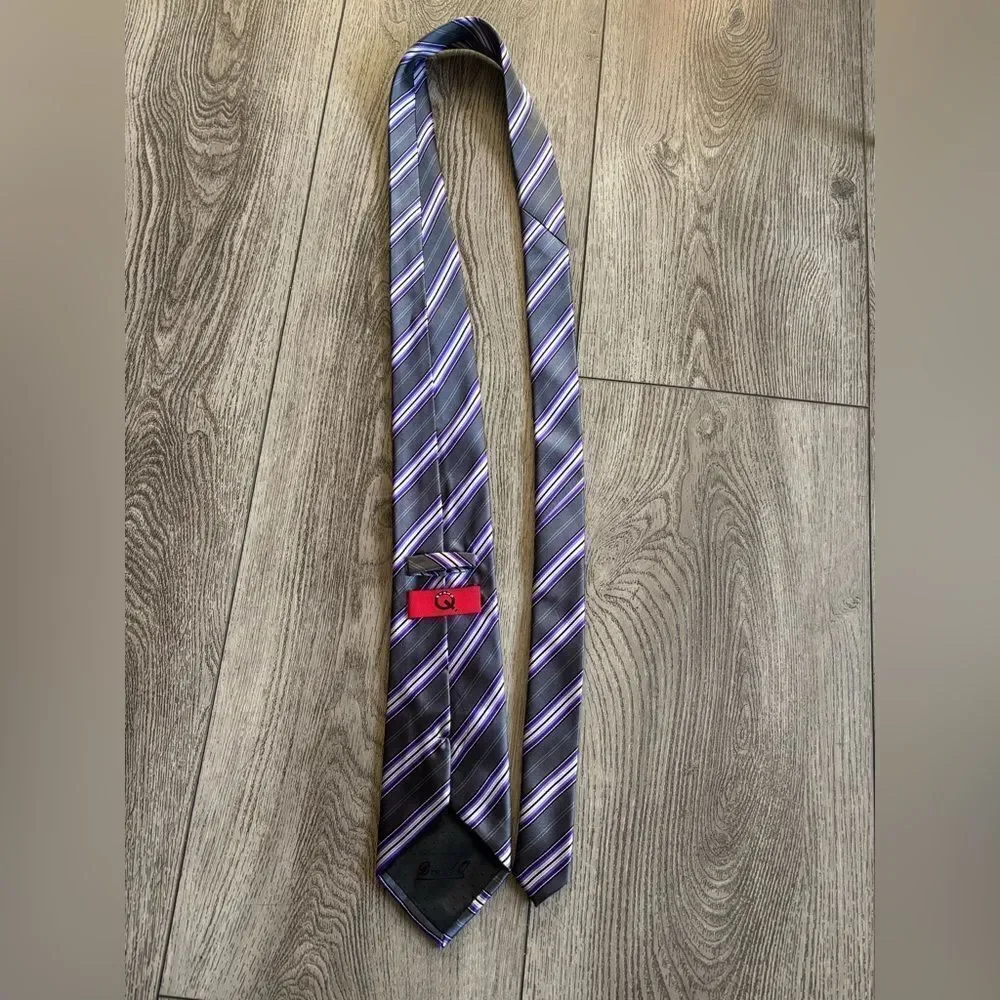 Brand Q Elegant Striped Purple Tie